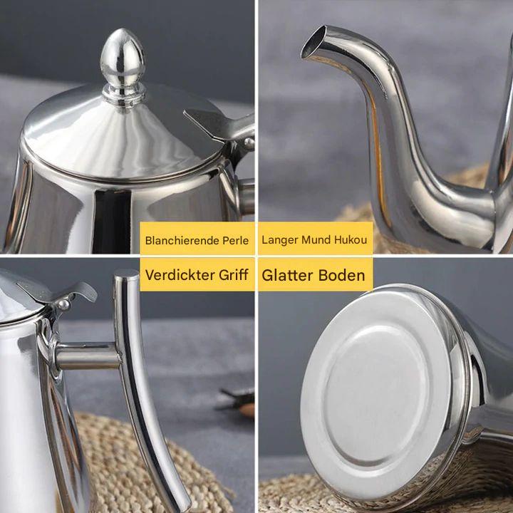 Induktionsvandkedel i rustfrit stål med integreret filter, energibesparende og stilrent design, hurtig opvarmning.