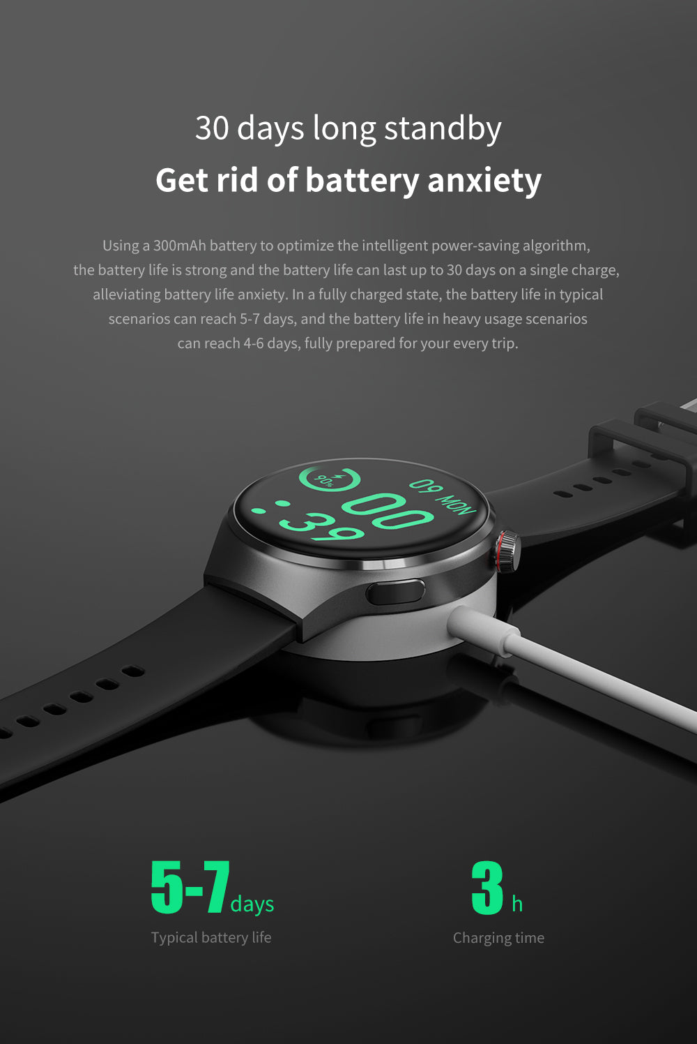 Elegant GT4 Pro Herre Smartwatch, rundt AMOLED display, sort med IP68-beskyttelse, ideel til stilbevidste teknologi-entusiaster.