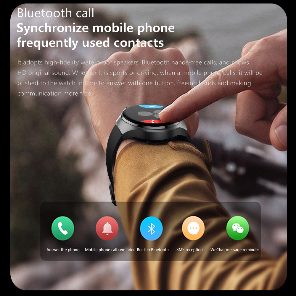 "Edle GT4 Pro Smartwatch für Herren, rundes AMOLED Display, schwarz mit IP68-Schutz, ideal für stilbewusste Technikliebhaber.