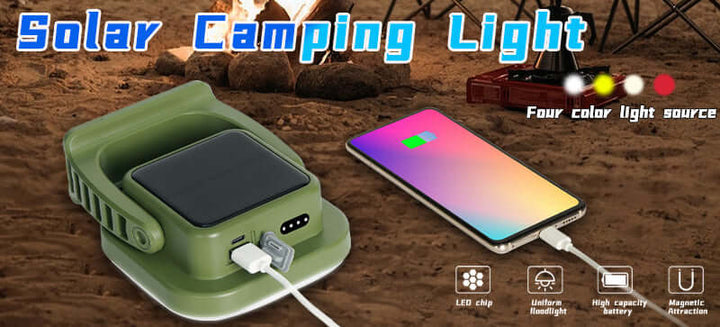 80W LED Solar Campinglampe med Magnet & Zoom