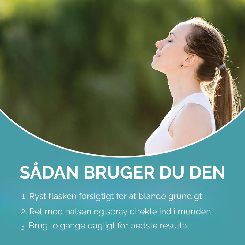 Person trækker vejret dybt efter brug af lungerenser. Bekæmp slim, forbedr vejrtrækning & mindsk snorken. Sundhed.