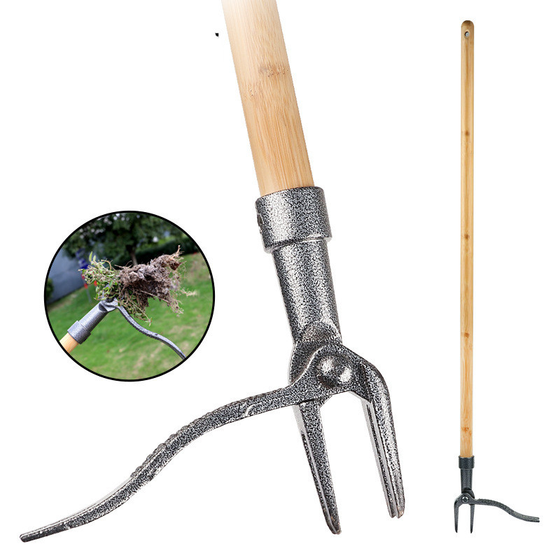 Effektiv ukrudtsfjerner med stabilt 4-klo hoved og ergonomisk håndtag til præcis rodfritagelse i haven.