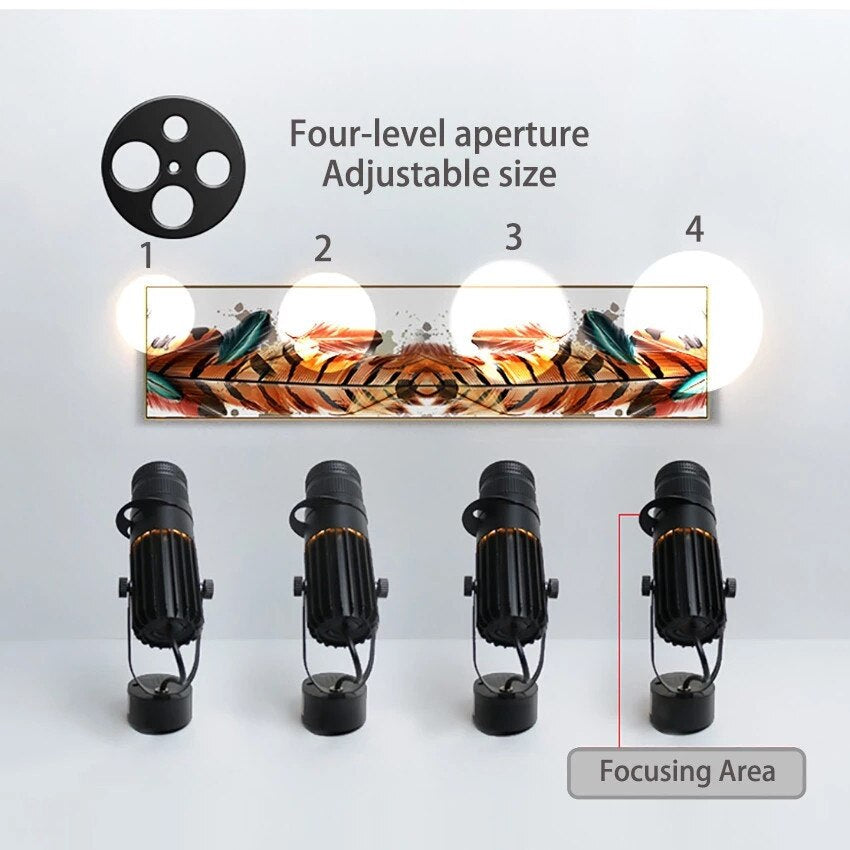 Justerbart, moderne LED-spotlight i børstet nikkel, ideelt til stemningsfuld baggrundsbelysning.