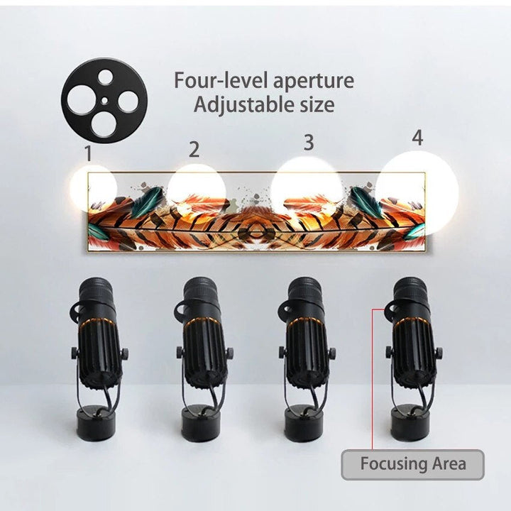 Justerbart, moderne LED-spotlight i børstet nikkel, ideelt til stemningsfuld baggrundsbelysning.