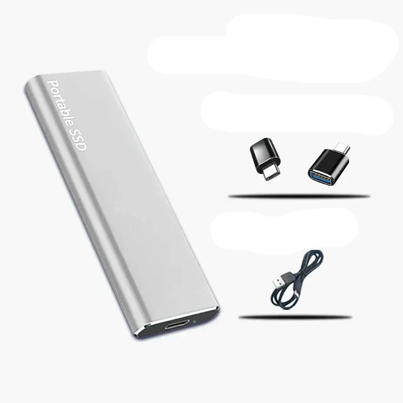 Aluminium 4TB ekstern SSD. Kompakt bærbar harddisk med USB-C. Hurtig og sikker datalagring til alle dine filer.