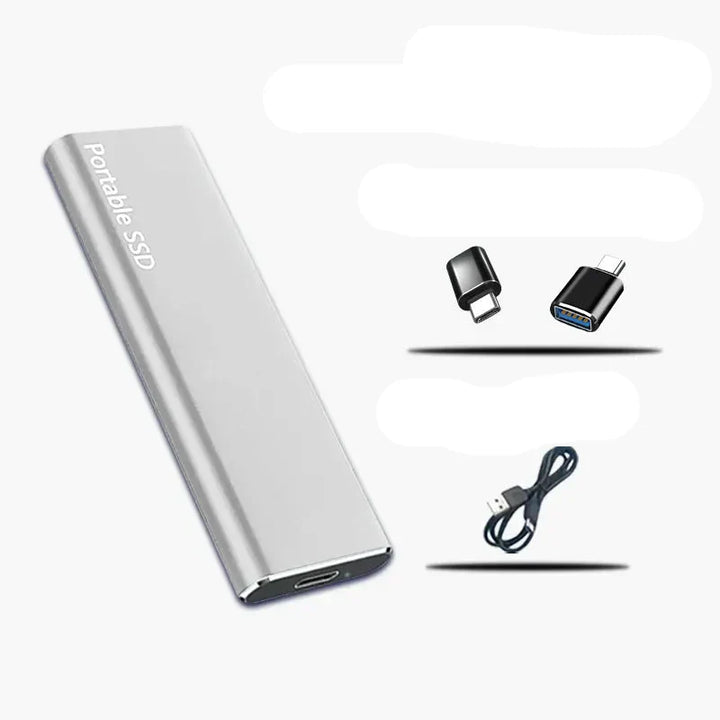 Aluminium 4TB ekstern SSD. Kompakt bærbar harddisk med USB-C. Hurtig og sikker datalagring til alle dine filer.