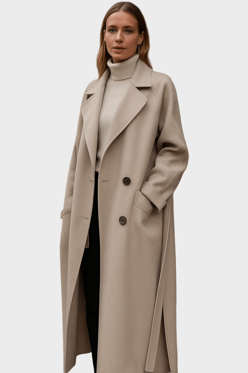 Elegant beige damejakke i tidløst design, perfekt til hverdag og efterår. Stilfuldt overtøj til kvinder.