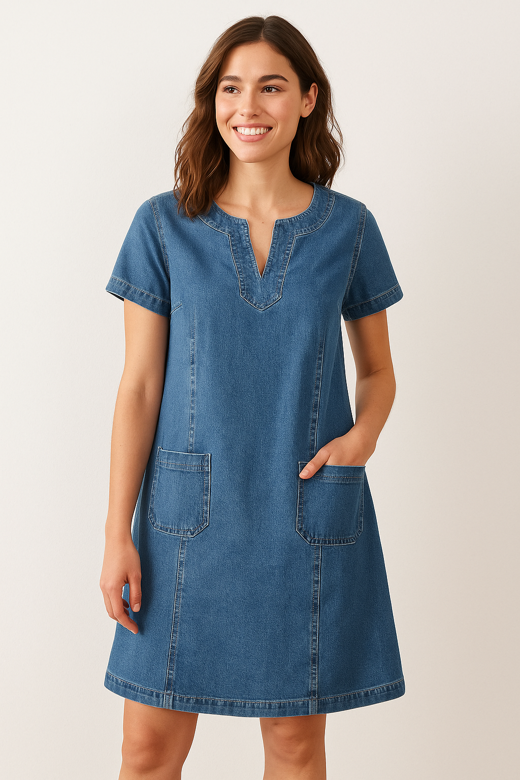 Elegant blå dame hverdagskjole, perfekt til komfortabel stil i sommer eller hverdag.