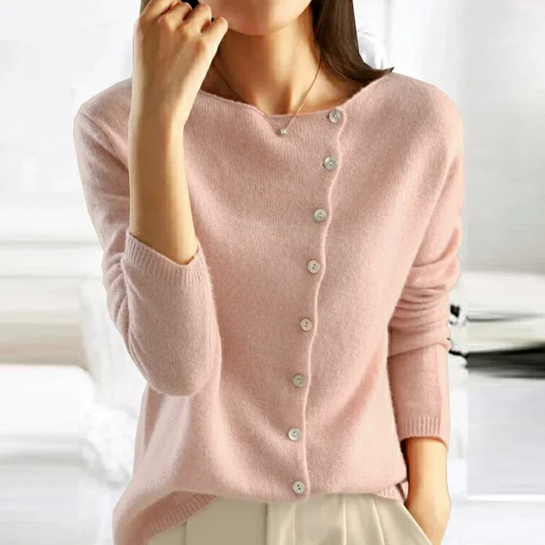 Danskdesignet Camille cardigan til kvinder med elegant sidelukning, et must-have til modebevidste.