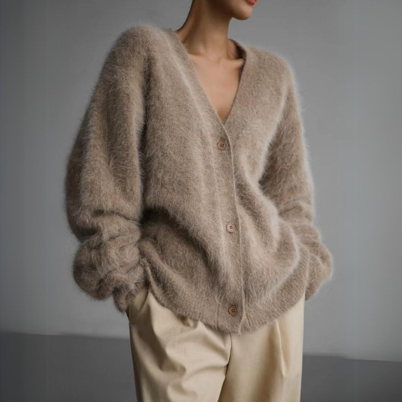 Khaki dame cardigan; alsidig og elegant til kvinder, perfekt til hverdag & fest.