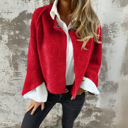 Klassisk dame uldfrakke; en elegant og varm vinterfrakke med rund hals. Ideel til kvindemode.