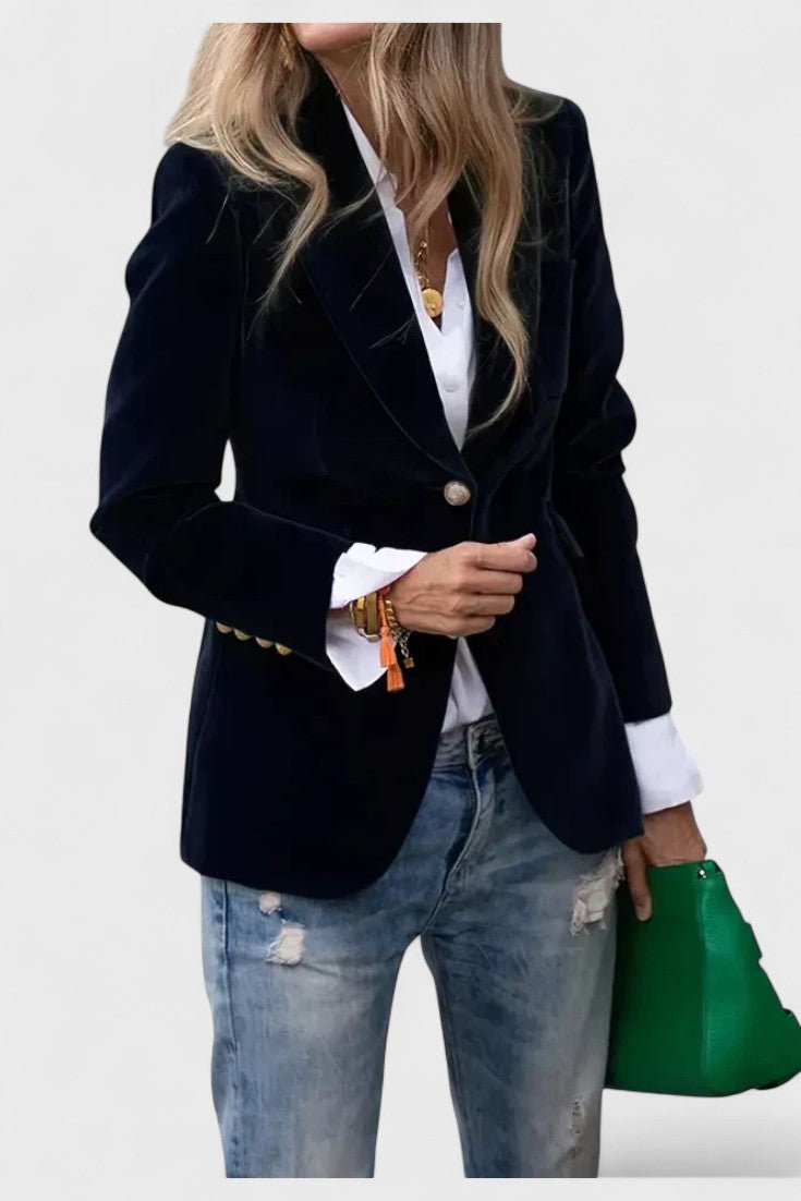 Figursyet dameblazer til kontoret, kombinerer komfort med et professionelt look.