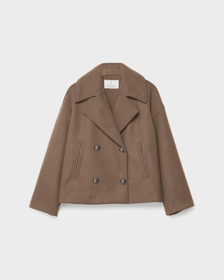 Alsidig dobbeltbrystet kort jakke til kvinder, perfekt til både formel og casual mode.