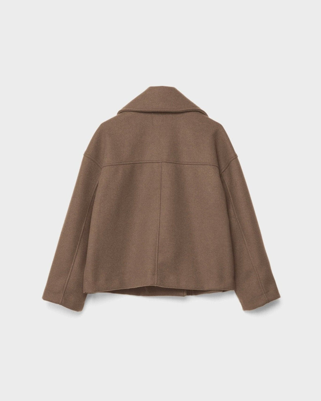 Mørk dobbeltbrystet kort kvindejakke, elegant blazer for en klassisk og stilfuld look.