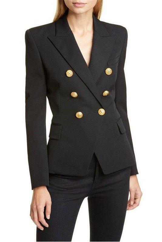 Dameblazer med skarp silhuet og dobbeltknapper, ideel til et elegant og professionelt business look.