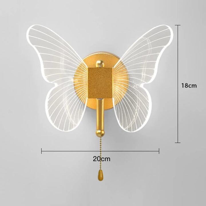 Moderne guld loftlampe med sommerfugl design. Dæmpbar LED hængelampe tilbyder justerbar dekorativ belysning.