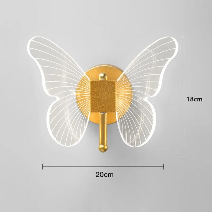 Energivenlig dæmpbar LED hængelampe i guld. Moderne sommerfugl design loftlampe perfekt til stilren indretning.