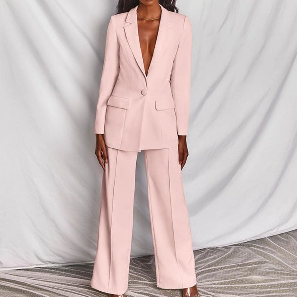 Trendy kvinder blazer og buksesæt, perfekt til både fest og business begivenheder, alsidig mode.