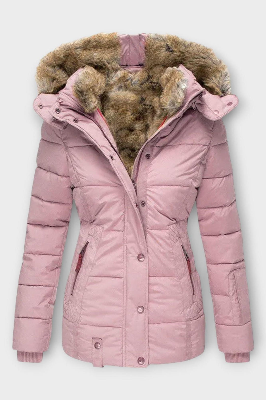Stilfuld og varm vinterfrakke til kvinder med luksuriøst pelsfor, et must-have til vinteren.