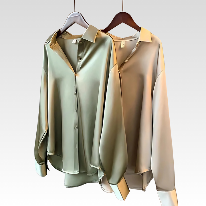 Stilfuld satin bluse for kvinder, ideel for både forårs- og efterårsmode.