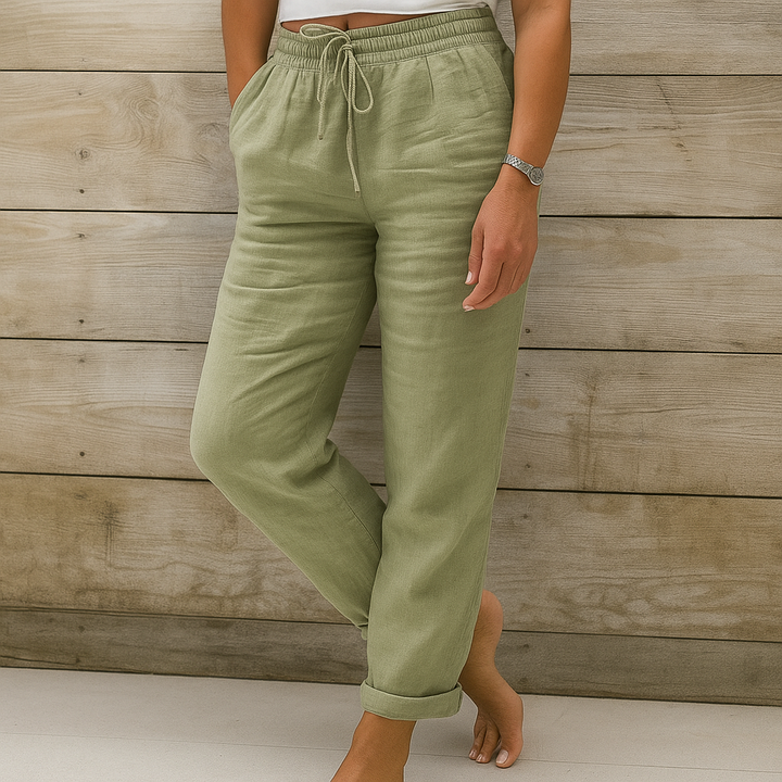 Behagelige dame linnedbukser for let og luftig sommerstil. Ideelle som elegante casual bukser.