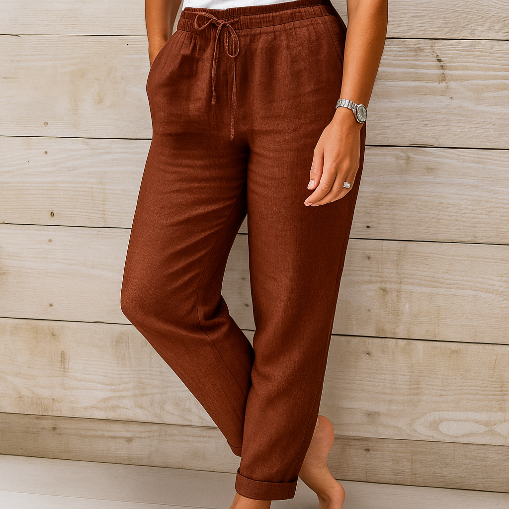 Alsidige kvindebukser i linned. Let, åndbar og elegant for optimal sommerkomfort og moderne look.