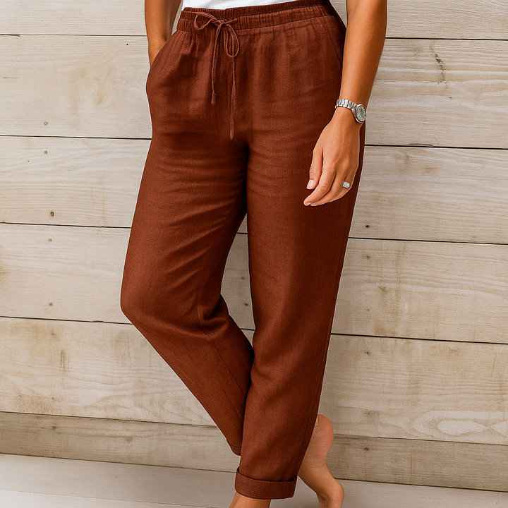 Alsidige kvindebukser i linned. Let, åndbar og elegant for optimal sommerkomfort og moderne look.