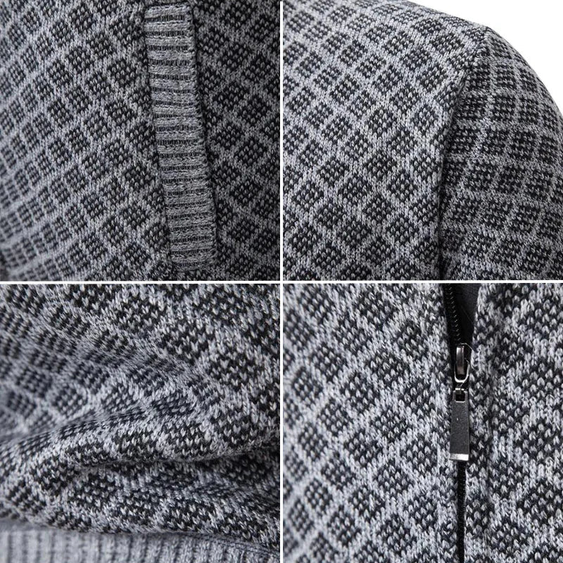 Sort mænds premium trøje med lynlås. Elegant og bekvem herre zip-up trøje til den moderne mand.