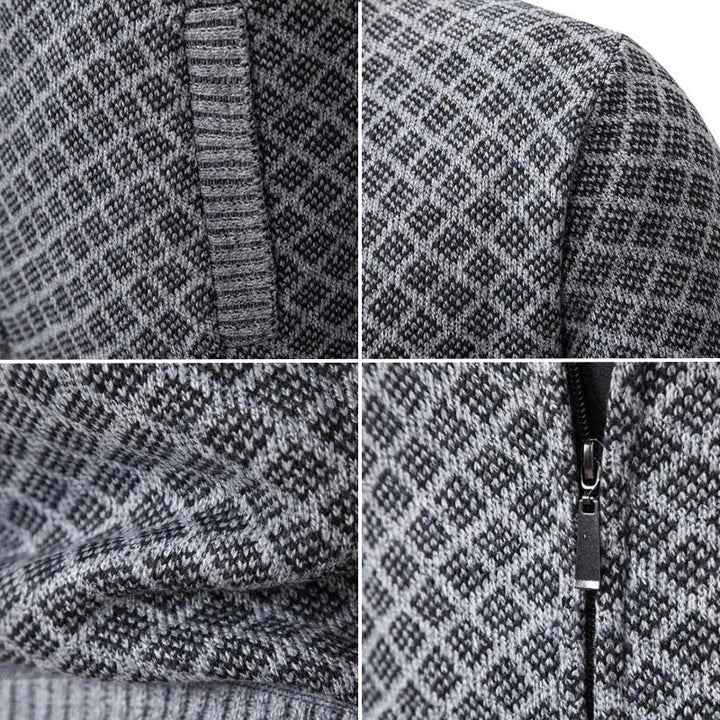 Sort mænds premium trøje med lynlås. Elegant og bekvem herre zip-up trøje til den moderne mand.