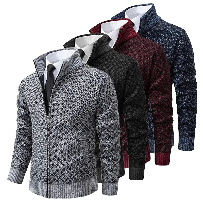 Alsidig mænds langærmet trøje med lynlås i grå. Elegant herre zip-up, ideel til enhver situation.