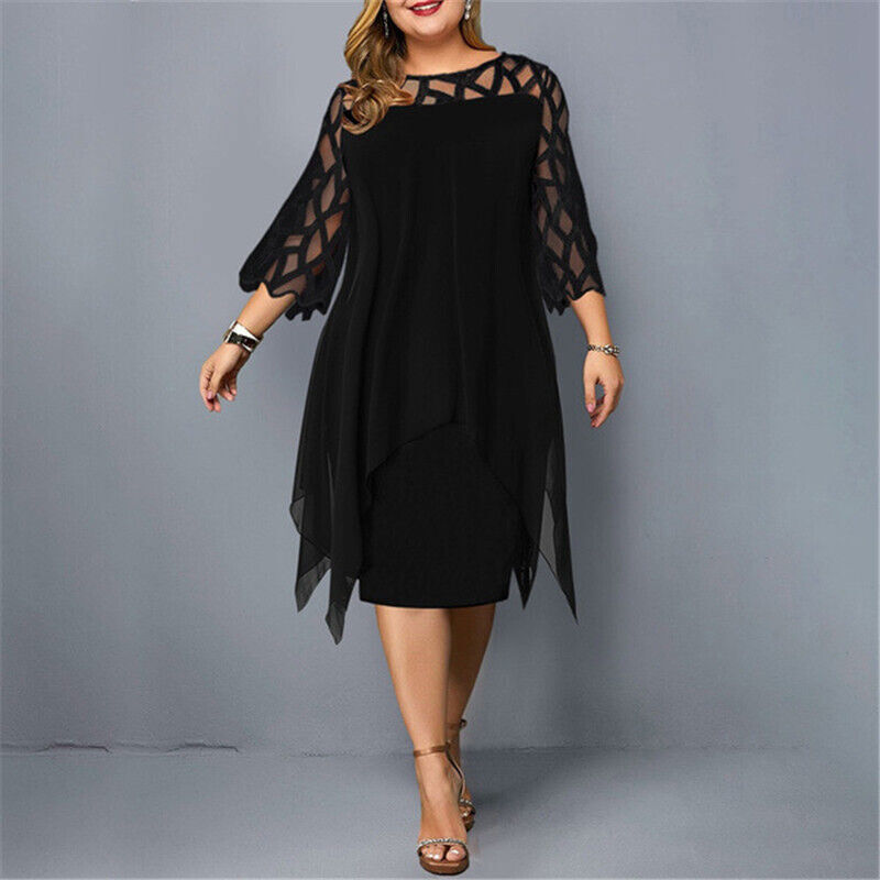 Kvinders plus size festkjole, elegant og komfortabel. Stilfuld maxi-længde.