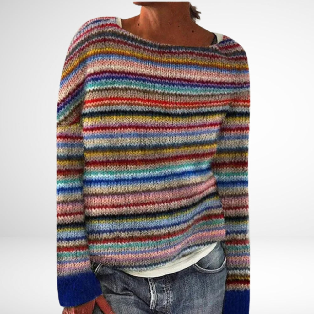Elegant retro kvinders vintersweater i varmt, langærmet design for stilfuld komfort og chic look.