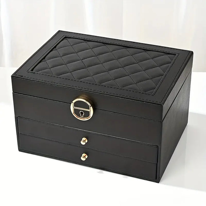 Lukket smykkeskrin med stilfuld finish. Ideel gaveide til kvinder der elsker accessoires.