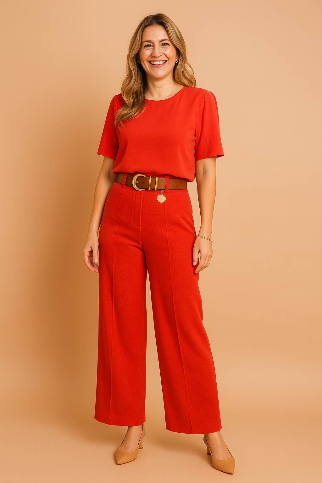 Let og luftigt sommertøj: Elegant todelt sæt med crop top & vide bukser. Ideel til varme dage.