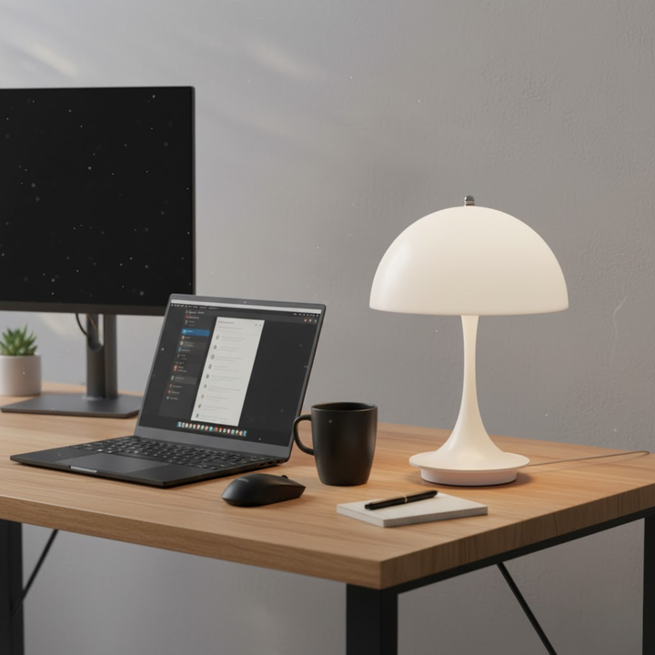 Stilfuld trådløs LED bordlampe. Genopladelig og elegant design til stemningsfuld belysning i ethvert rum.