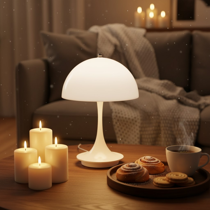 Elegant trådløs bordlampe. Genopladelig LED-lampe for stemningsfuld og dekorativ belysning uden ledninger.