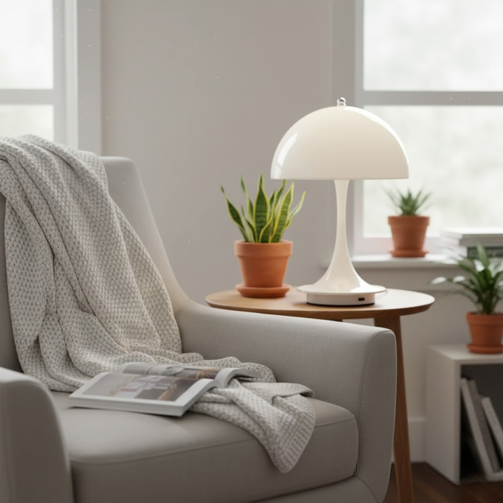 Trådløs LED bordlampe med genopladeligt batteri. Moderne design og stemningsfuld belysning til hjemmet.