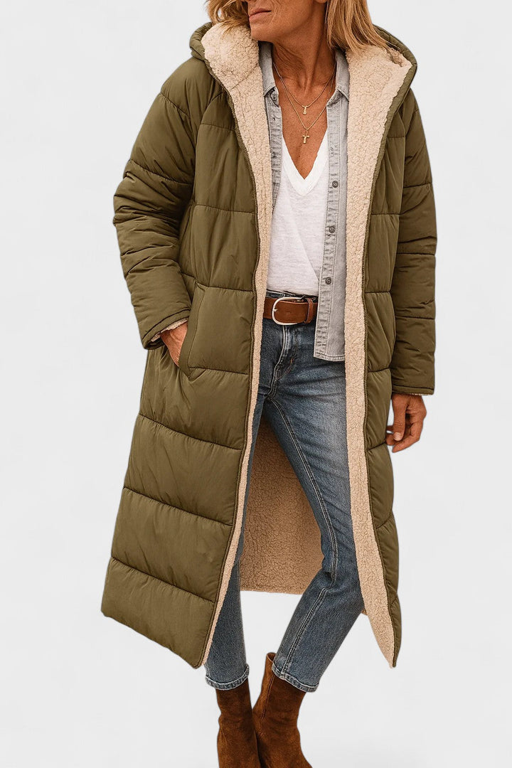 Komfortabel luksus damefrakke, vendbar, perfekt til at skabe elegante efterårs-looks.