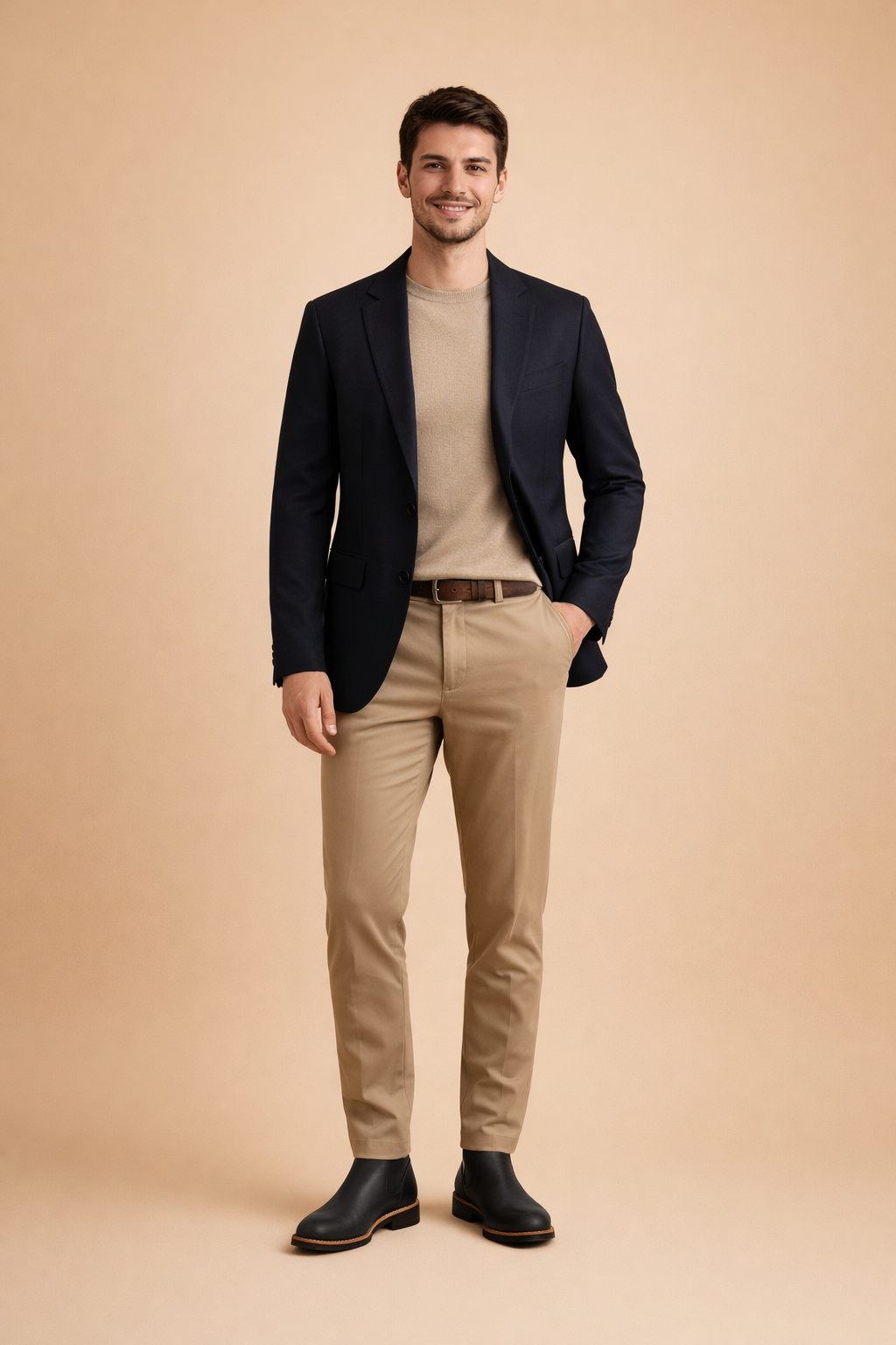 Klassiske brune Chelsea støvler, en elegant herresko med høj komfort og et stilrent design.