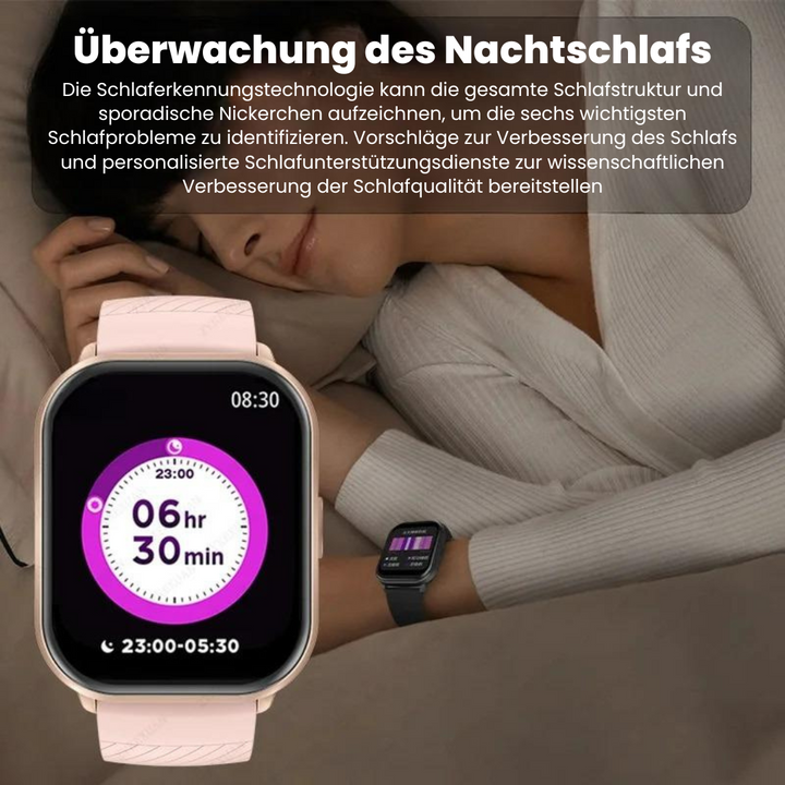 Elegant FitPro Ultra Smartwatch, vandtæt, alsidig skærm, sundheds- og fitnesssporing, moderne design.