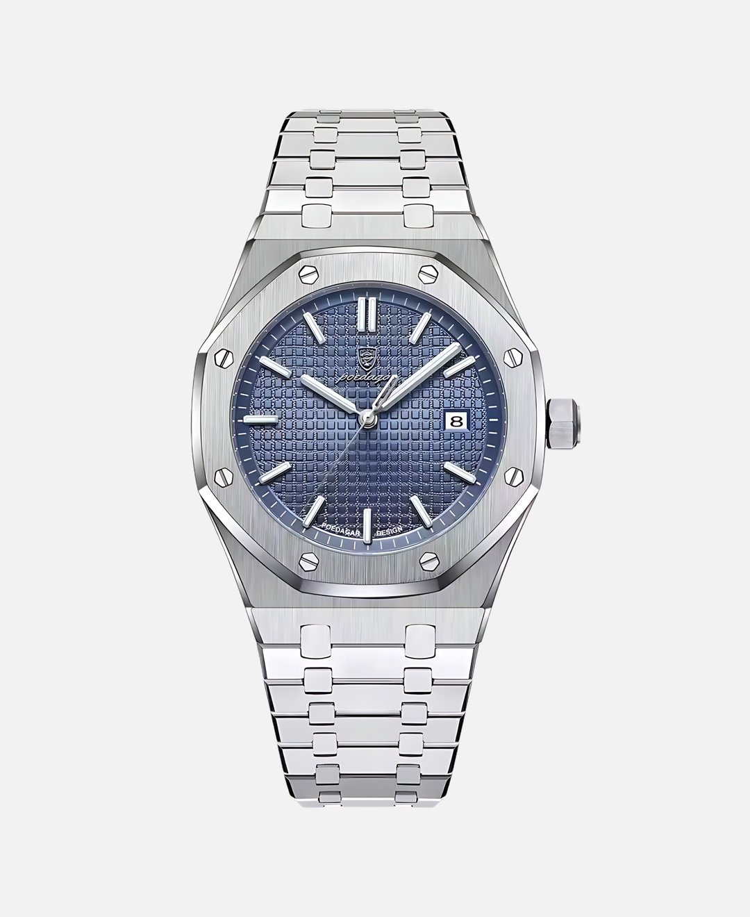 Elegant herrearmbåndsur, 41 mm rustfrit stål, tidløst design, minimalistisk urskive, ridsefast og vandtæt.