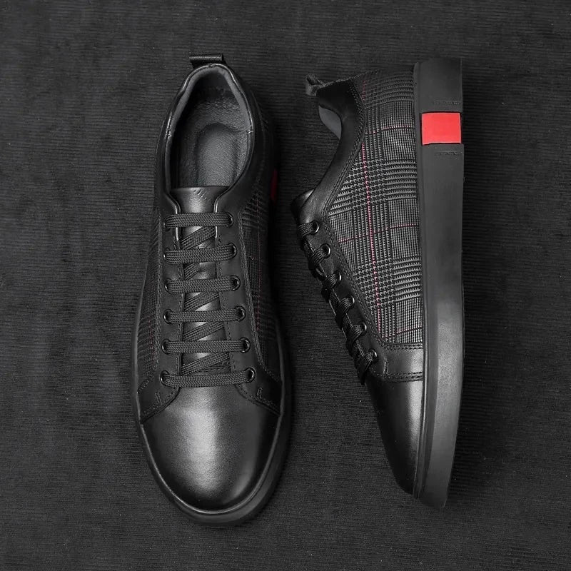 Elegante herre læder sneakers, håndlavet i Italien, af blødt kalveskind med skridsikker gummisål og tidløst design