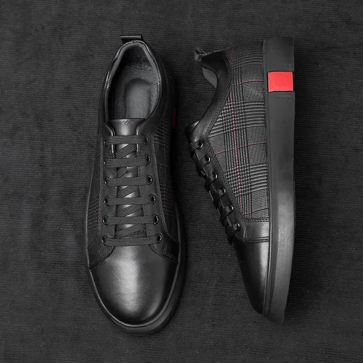 Elegante herre læder sneakers, håndlavet i Italien, af blødt kalveskind med skridsikker gummisål og tidløst design