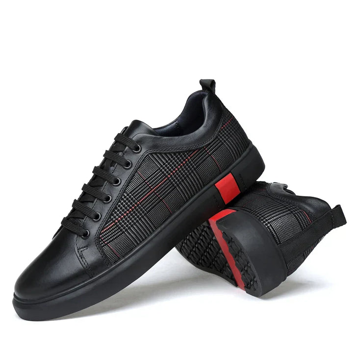Elegante herre læder sneakers, håndlavet i Italien, af blødt kalveskind med skridsikker gummisål og tidløst design