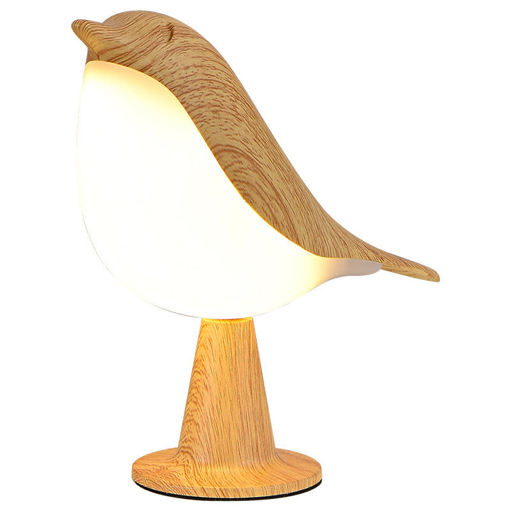 Elegant LED fuglelampe i hvid, trådløs med tre lysniveauer, moderne design, perfekt belysning til stuer
