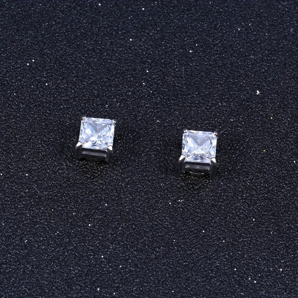 Elegante magnetiske zirkon-øreringe, krystaldesign, unisex, skinnende sølv, komfortabel clip-on, uden ørepiercinger.