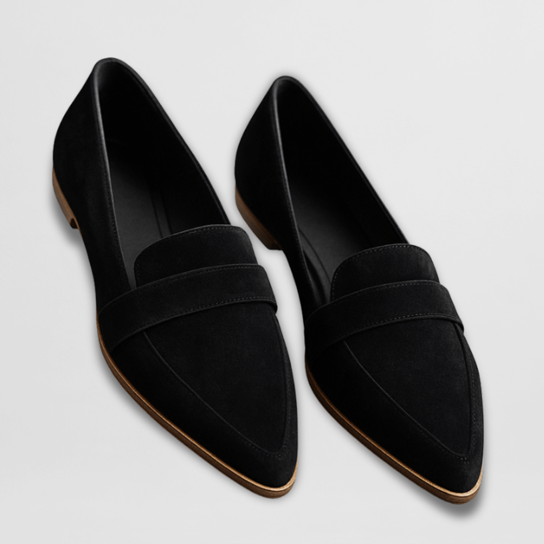 Kvinders ortopædiske spidse loafers i trendy leopardprint. Stilfulde og komfortable slip-on sko.