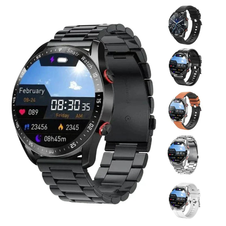 Elegant smartwatch med glukoseovervågning og fitnessfunktioner, stilfuldt design, ideel til sundhedsoptimering