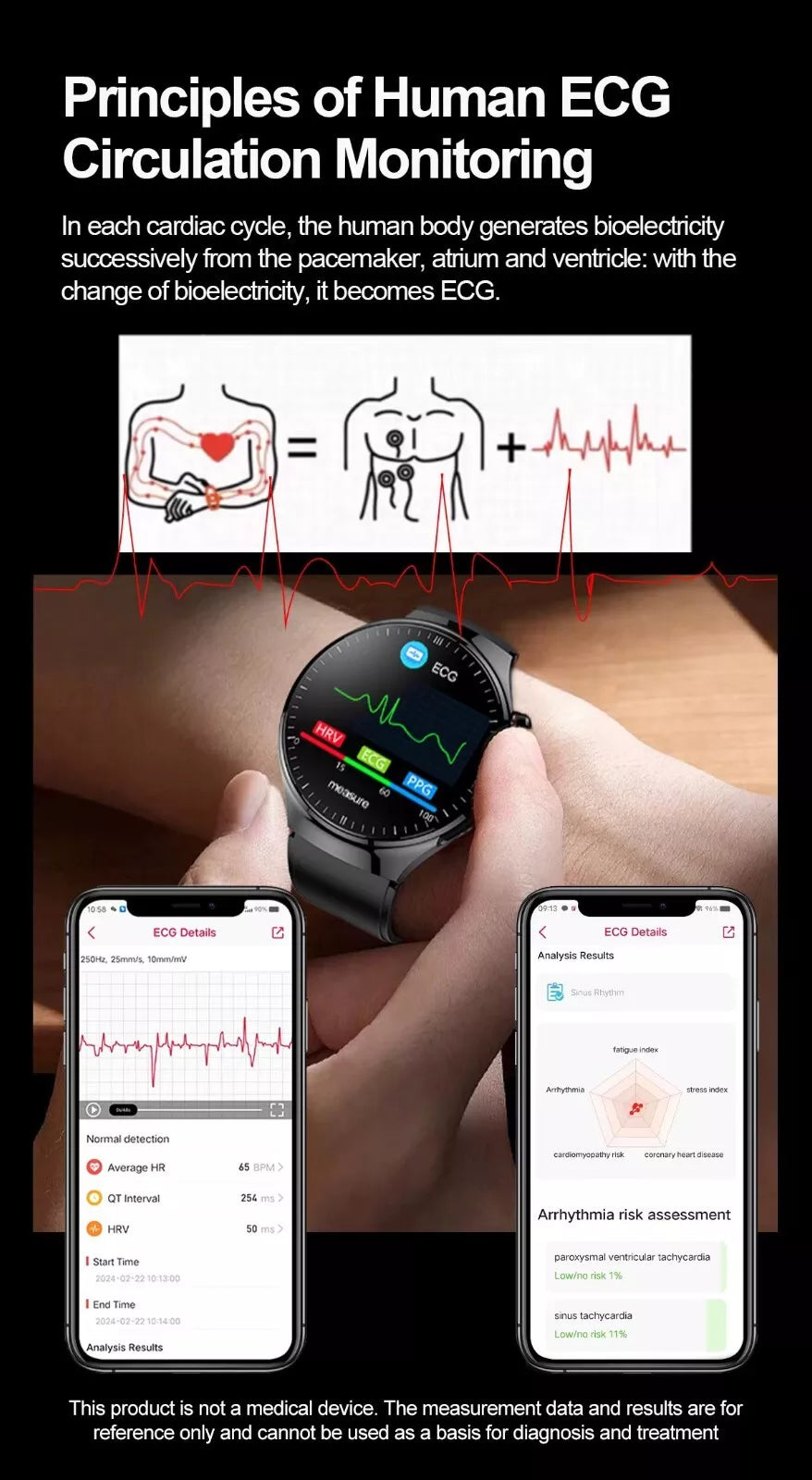 Elegant smartwatch med glukoseovervågning og fitnessfunktioner, stilfuldt design, ideel til sundhedsoptimering