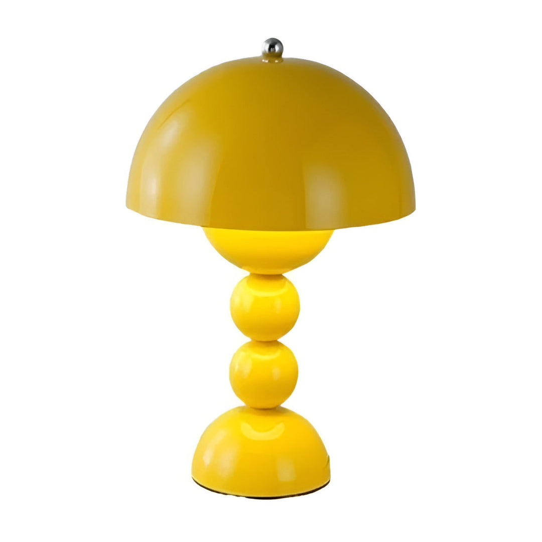 Elegant skandinavisk FloraGlow bordlampe med dæmpbart LED-lys og hvide detaljer, blomsterinspireret design.